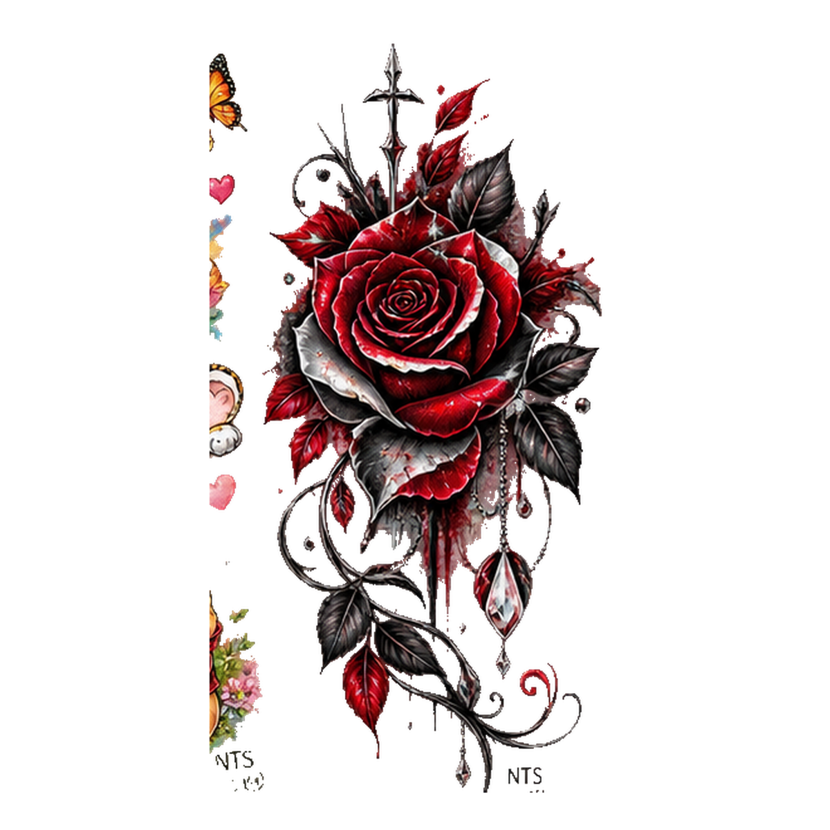 DTF Bügelbild NTS Rose im Gothic Stil