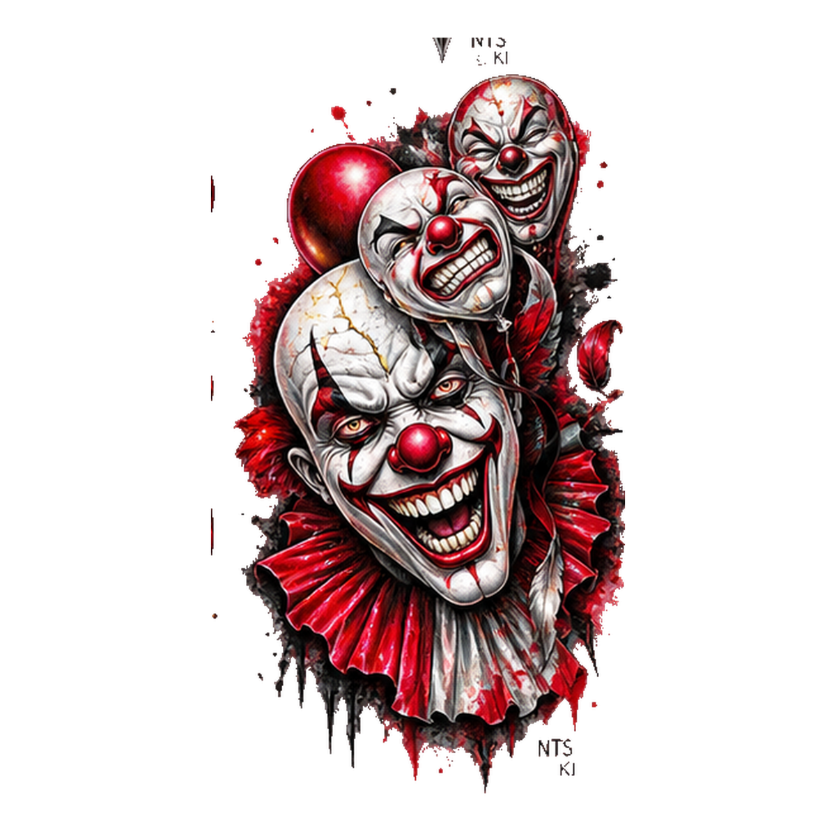 DTF Bügelbild NTS Clowns dunkler Charakter