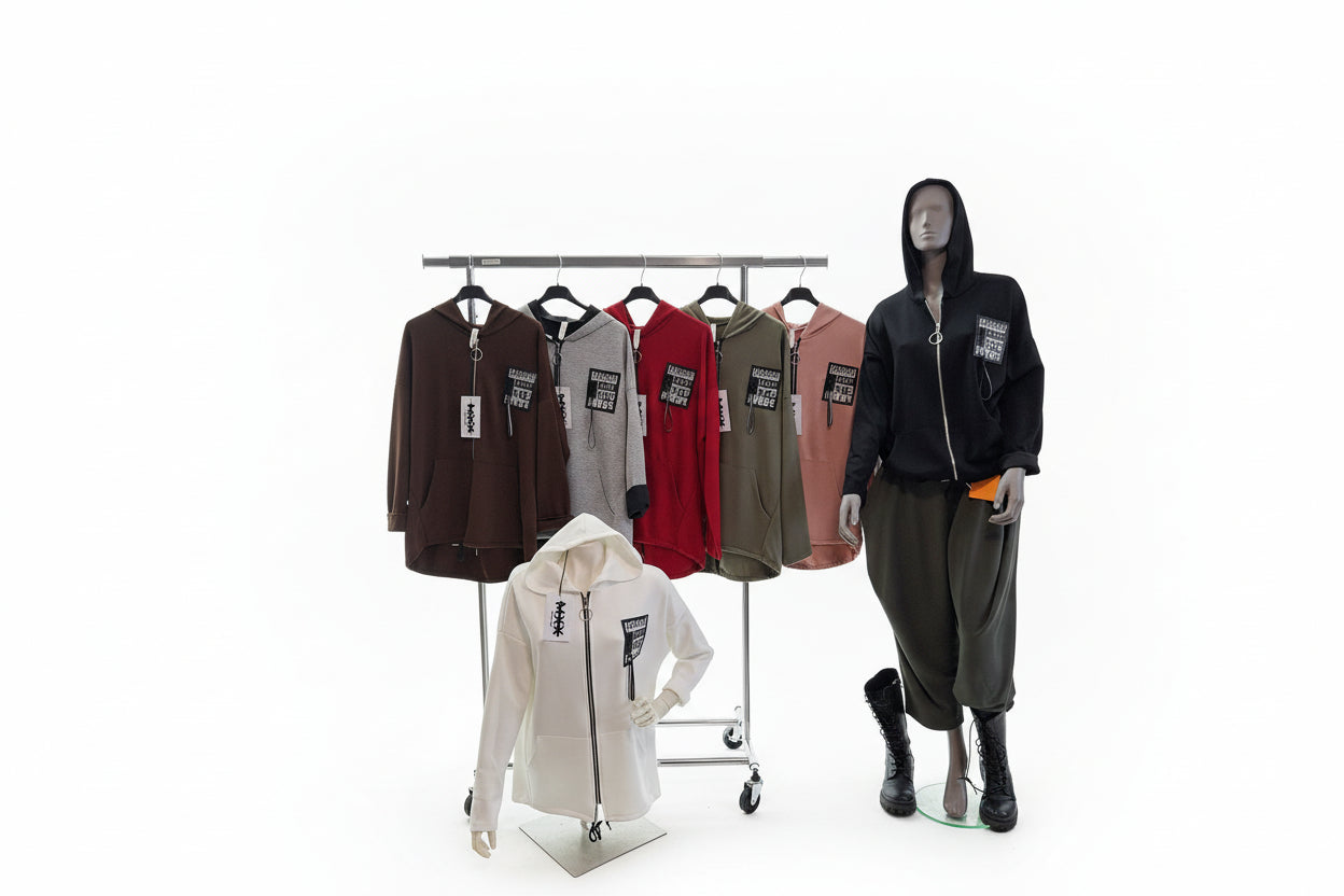 Jacke mit Kapuze und Ablikation