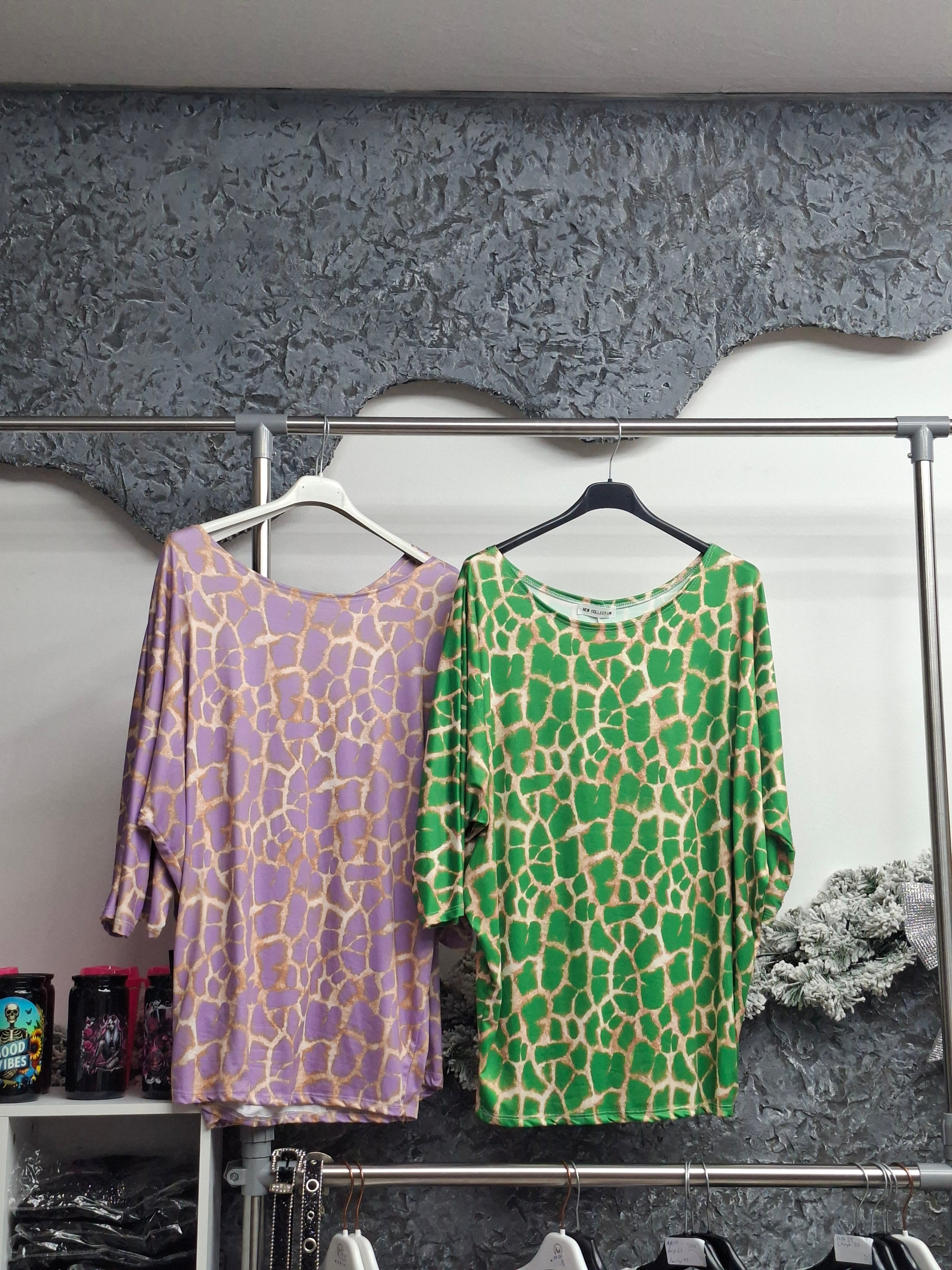 Fledermaus Ärmel-Shirt mit Leo Muster