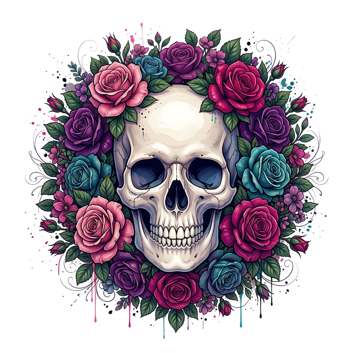 Floral Skull 1 – Motiv für Komplettkissen