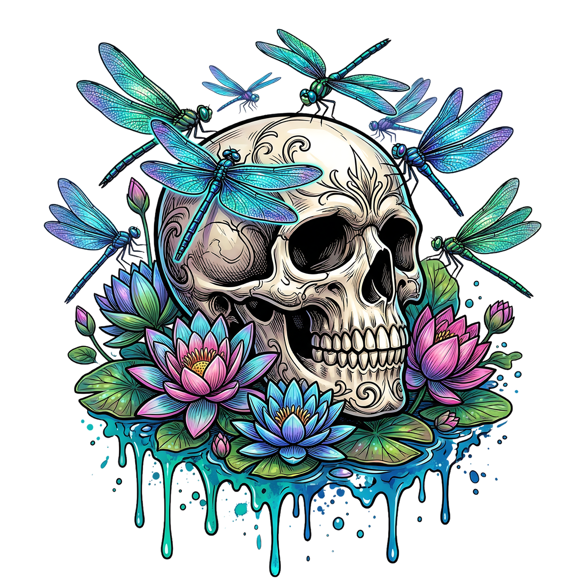 Floral Skull 32 – Bügelbild BB-6041