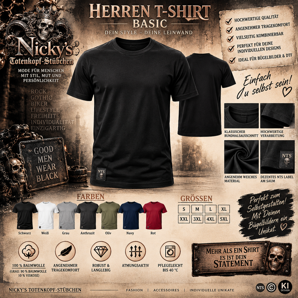 Herren T-Shirt Basic Rohling für Wunschmotiv
