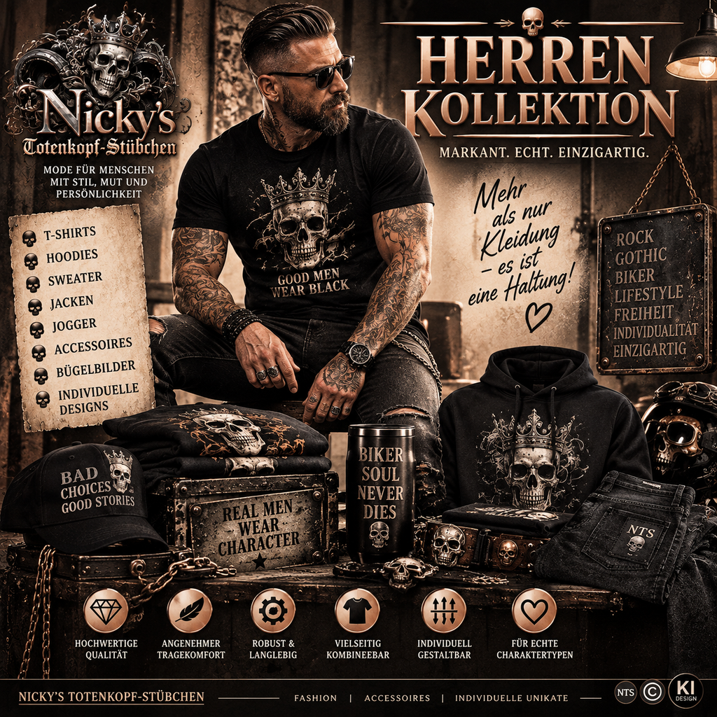 Herrenmode Kollektion – Nicky's Totenkopf-Stübchen