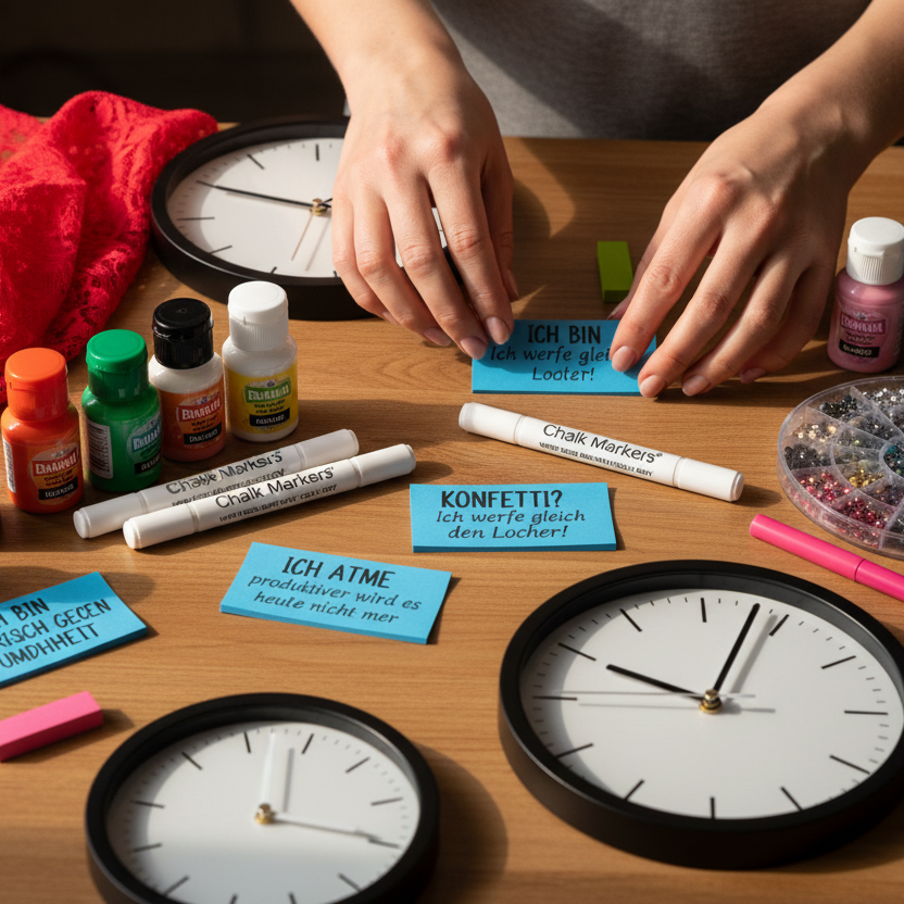 Wand analog Uhren veredelt mit  Glitzer - Nicky's Kleiderstuebchen