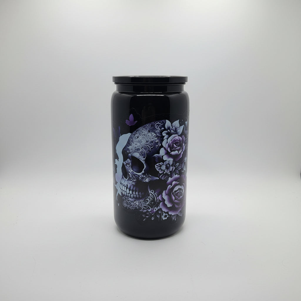 Unikat - Becher mit Strohhalm Anne in Schwarz 500ml