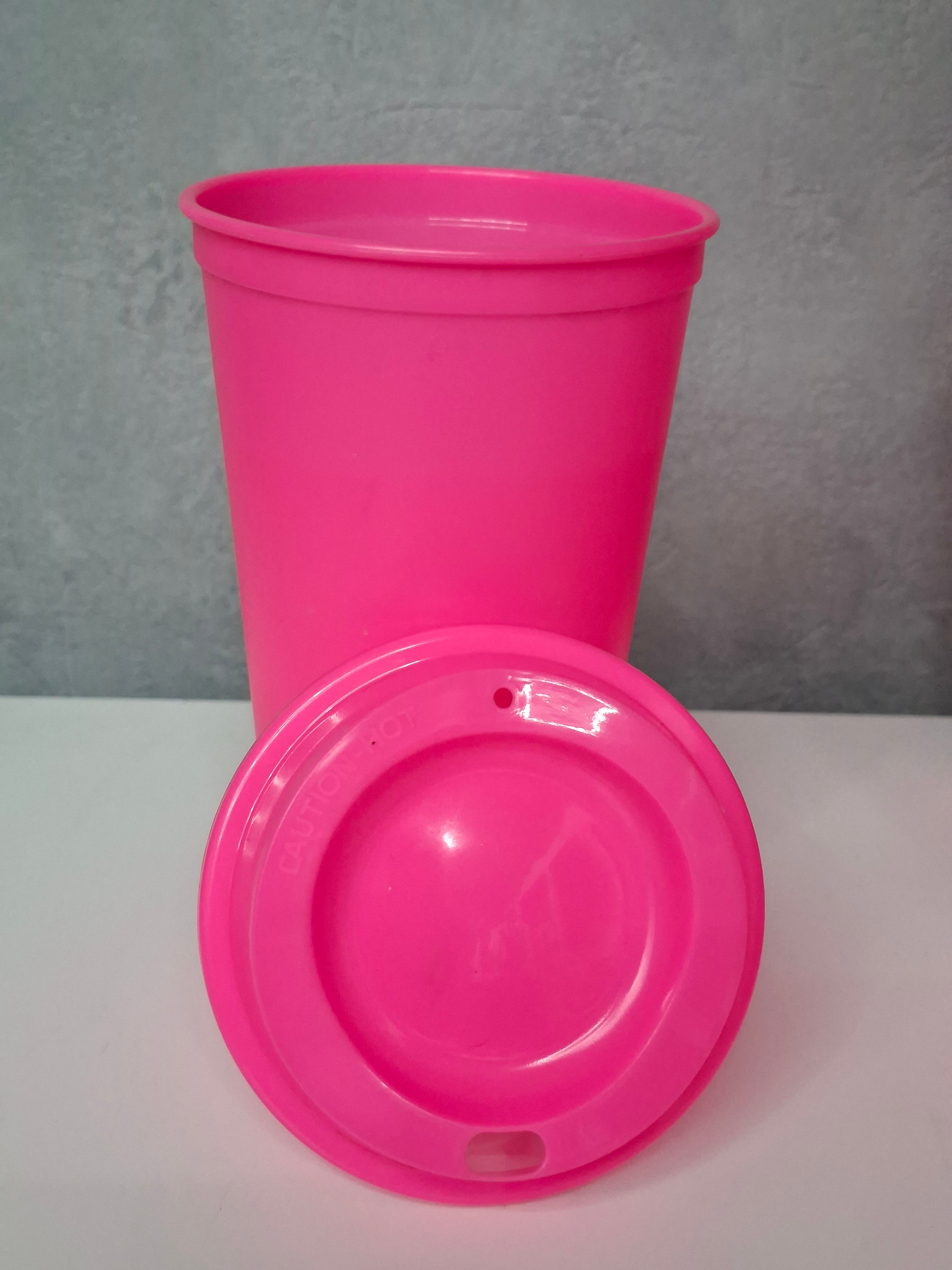 TRINK-BECHER IN PINK  VERSCHIEDENE MOTIVE