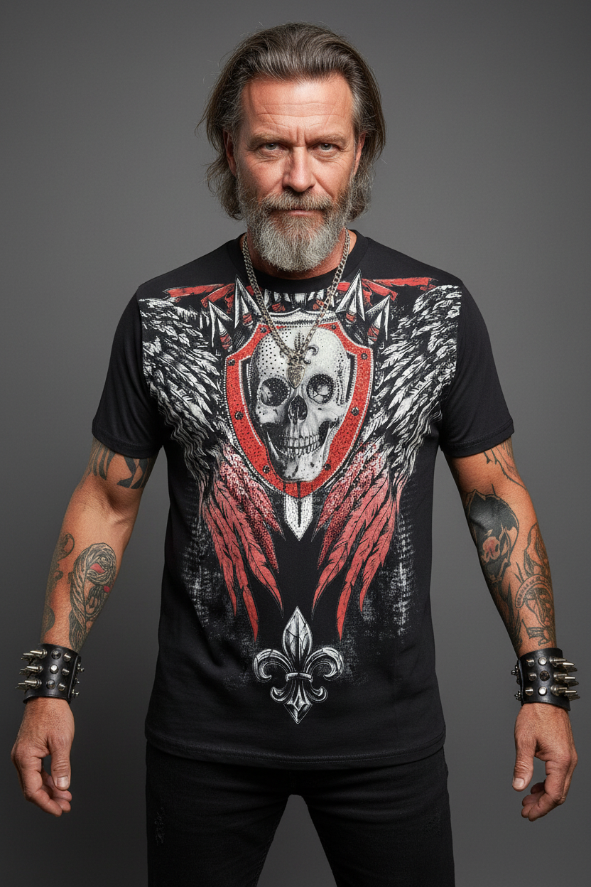 T-Shirt Eric mit Skull und Rot