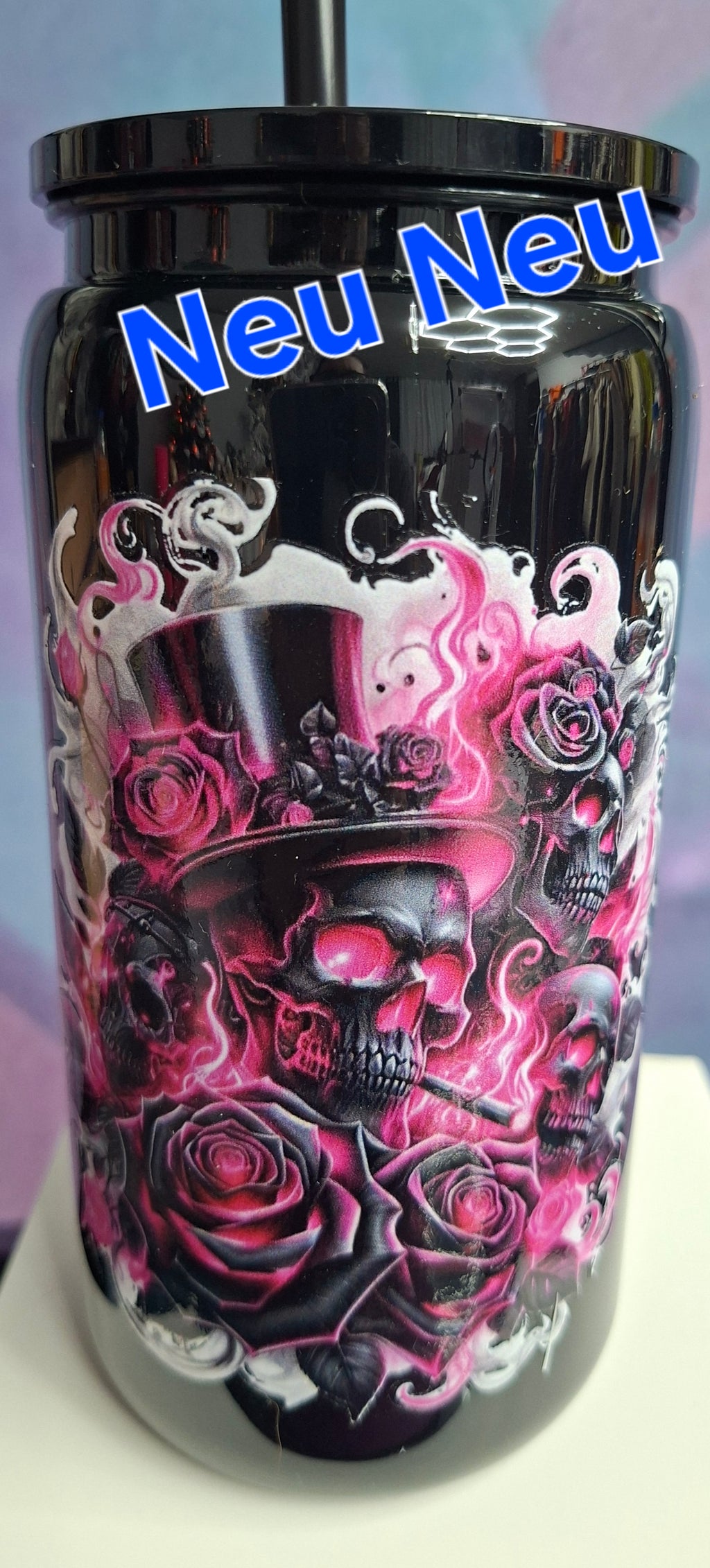 Becher mit Strohhalm Anne in Schwarz