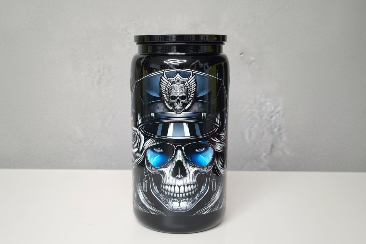 Unikat - Becher mit Strohhalm Anne in Schwarz 500ml