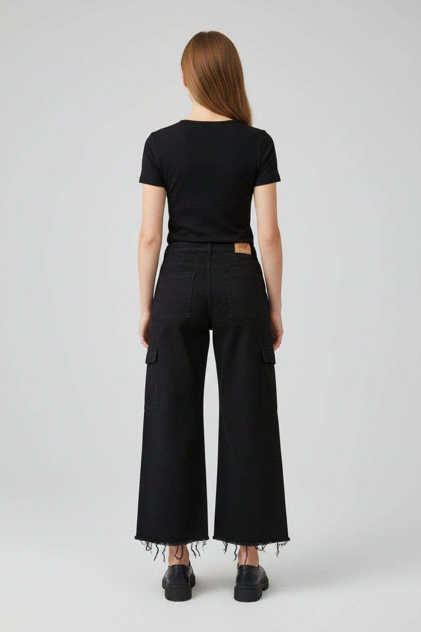 Jeanshosen Wide Leg Und Fransen