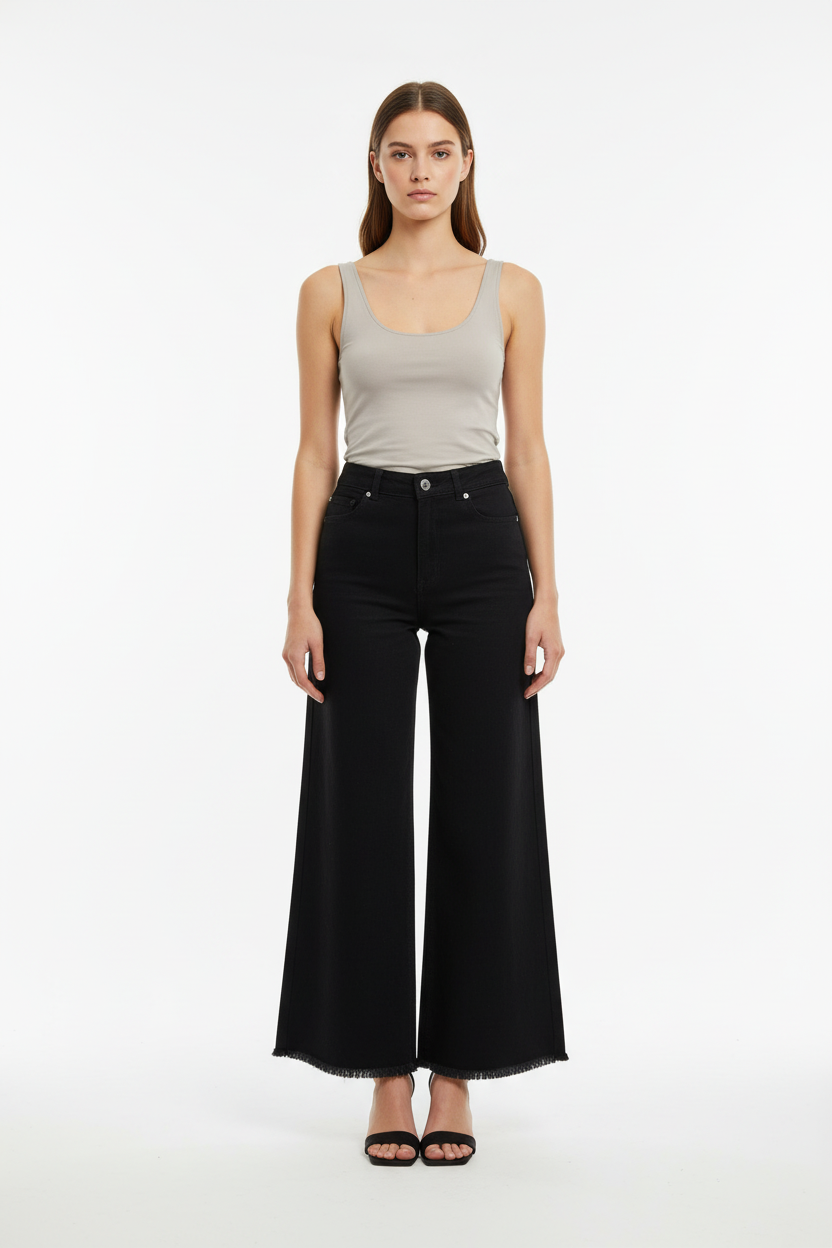 Jeanshosen Wide Leg Und Fransen